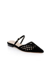 Jacklyn Suede Flat Mule in Black Suede | L'AGENCE US
