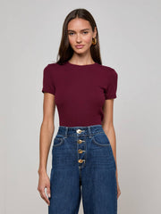 Ressi Fitted Tee in Dark Port | L'AGENCE Women