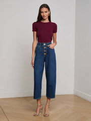 Ressi Fitted Tee in Dark Port | L'AGENCE Women