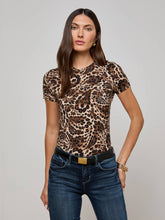 Ressi Fitted Tee in Cinnamon Swirl Paisley Leopard | L'AGENCE Women