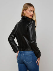 Xoey Cropped Leather Trench Coat in Black | L'AGENCE near me
