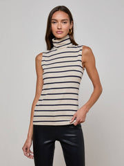 Ceci Sleeveless Turtleneck in Oat/Navy Stripe | L'AGENCE near me