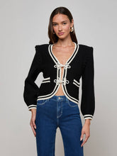 Kaito Cropped Cardigan in Black/Ivory | L'AGENCE US