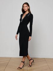 Yaretzi Knit Midi Dress in Black/White | L'AGENCE discount