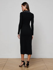Yaretzi Knit Midi Dress in Black/White | L'AGENCE discount