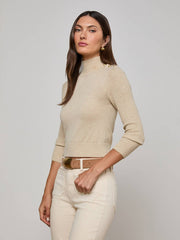 Kamdyn Mock-Neck Top in Warm Sand/Gold | L'AGENCE discount