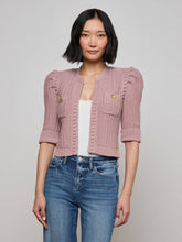 Delilah Cropped Cardigan in Light Mauve/Gold | L'AGENCE sale