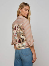 Fawn Western Card Print Shirt in Fawn Stripe/Tan Multi Western Cards | L'AGENCE discount