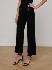 Madrid Wide Leg Knit Pant in Black/Gold | L'AGENCE discount