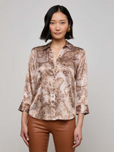 Dani Silk Blouse in Toasted Almond Lace Print | L'AGENCE near me