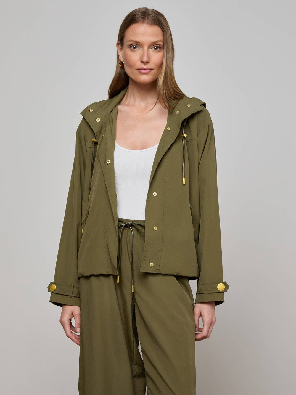 Geovana Hooded Windbreaker in Pine | L'AGENCE sale