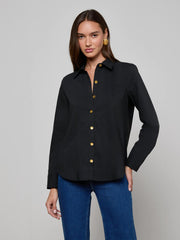 Ellery Button-Down Shirt in Black/Gold | L'AGENCE sale