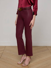 Kendra Coated Cropped Flare Jean in Dark Port Coated | L'AGENCE near me