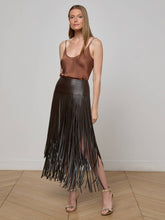 Karolina Fringe Skirt in Coffee Bean | L'AGENCE for sale