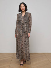 Klaudia Silk Shirt Dress in Black Multi Large Geo Print | L'AGENCE for sale