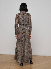 Klaudia Silk Shirt Dress in Black Multi Large Geo Print | L'AGENCE for sale