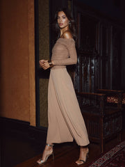 Poppie Off-The-Shoulder Bodysuit in Cinnamon Swirl | L'AGENCE online