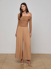 Poppie Off-The-Shoulder Bodysuit in Cinnamon Swirl | L'AGENCE online