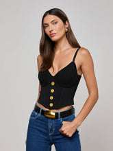 Artemis Knit Corset Top in Black/Gold | L'AGENCE sale