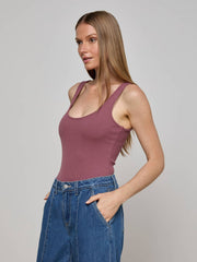 Nica Scoopneck Bodysuit in Deep Mauve | L'AGENCE online