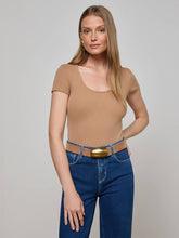Brynlee Scoopneck Tee in Cinnamon Swirl | L'AGENCE near me