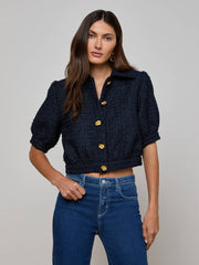 Cove Cropped Tweed Jacket in Midnight | L'AGENCE US