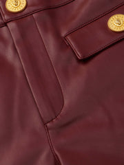 Dionne Vegan Leather Short in Black Cherry | L'AGENCE sale