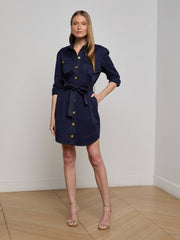 Velma Shirt Dress in Navy | L'AGENCE sale