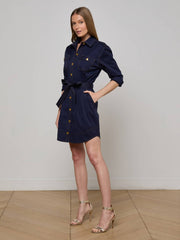 Velma Shirt Dress in Navy | L'AGENCE sale