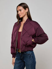 Violeta Reversible Puffer in Wine/Herringbone | L'AGENCE for sale