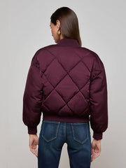 Violeta Reversible Puffer in Wine/Herringbone | L'AGENCE for sale