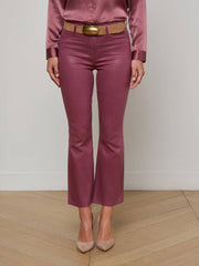 Kendra Coated Cropped Flare Jean in Deep Mauve Coated | L'AGENCE sale