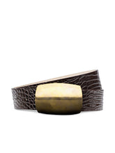 Milou Belt in Chocolate Croc Embossed | L'AGENCE US
