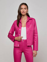 Janelle Coated Jean Jacket in Pink Coated | L'AGENCE for sale
