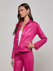 Janelle Coated Jean Jacket in Pink Coated | L'AGENCE for sale