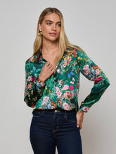 Tyler Silk Blouse in Bottle Green Multi Charonda Butterfly | L'AGENCE sale