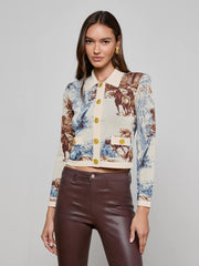 Osiris Jacquard Cardigan in Tan Multi Western Toile | L'AGENCE for sale