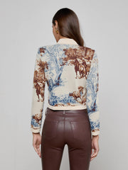 Osiris Jacquard Cardigan in Tan Multi Western Toile | L'AGENCE for sale