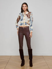 Osiris Jacquard Cardigan in Tan Multi Western Toile | L'AGENCE for sale