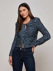 Una Knit Cardigan in Stone Blue Multi | L'AGENCE for sale
