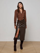 Lilou Vegan Leather Skirt in Coffee Bean | L'AGENCE for sale