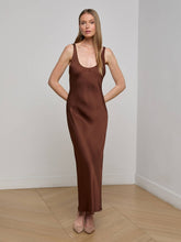 Akiya Satin Maxi Dress in Hot Fudge | L'AGENCE for sale