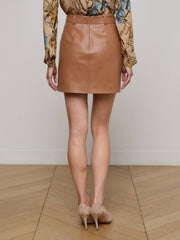 Yvette Vegan Leather Mini Skirt in Soft Cognac | L'AGENCE discount