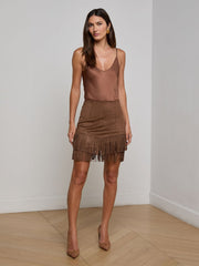 Lyle Vegan Suede Mini Skirt in Carafe Brown | L'AGENCE online