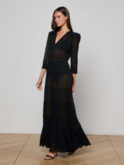 Seraphina Tiered Maxi Dress in Black | L'AGENCE US