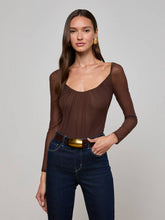 Gwendolyn Mesh Bodysuit in Chocolate | L'AGENCE US