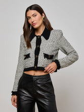 Arielle Knit Jacket in White/Black | L'AGENCE online