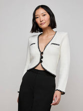 Anaya Knit Cardigan in White/Black | L'AGENCE Women