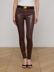 Marguerite Coated Skinny Jean in Chocolate Coated | L'AGENCE discount