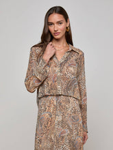 Cosette Button-Down Shirt in Brown/Blue Valencia Leopard | L'AGENCE near me